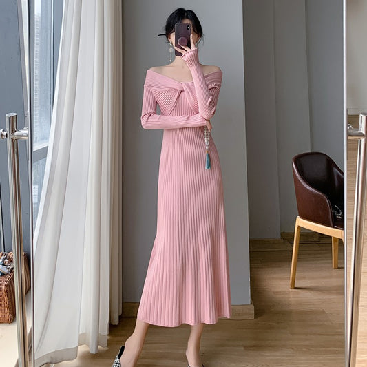 Dopamine dress Free shipping Tattoo American Spice Girl Dopamine ins with coat knitted primer dress, cross-border women's clothing autumn new sweater skirt