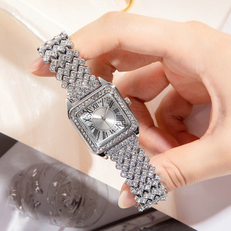 Fashion women's watchForeign Trade Cross-Border Hot Sale Top-Selling Product Fashion Roman Wenzhong Diamond Square Women's Watch Women's Watch Quartz Watch Factory Wholesale