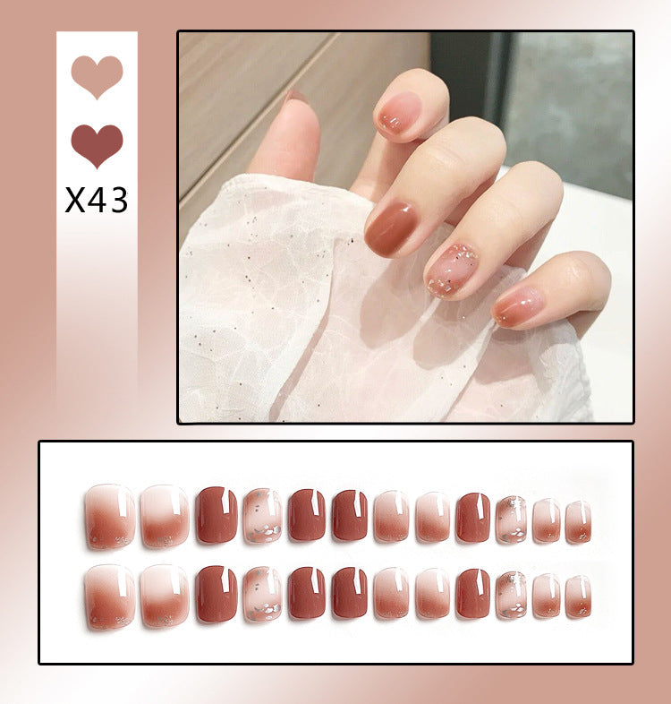 Fashion  nail Handmade Wear Nail Wholesale Internet Hot Diamond in the Debris Butterfly Glitter Nail Tips Finished Product Nail Patch Jelly Glue