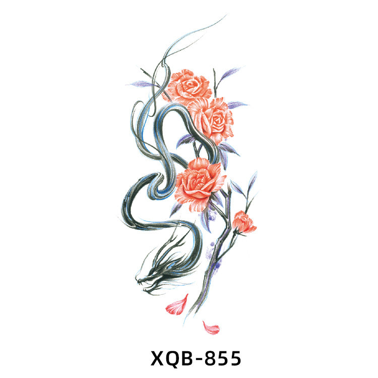 Free shipping Tattoo Small Full Arm Animal Tattoo Tattoo Sticker Half Sleeve Simulation Waterproof Black and White, Colored Flower Men and Women Tattoo Sticker Paper Wholesale
