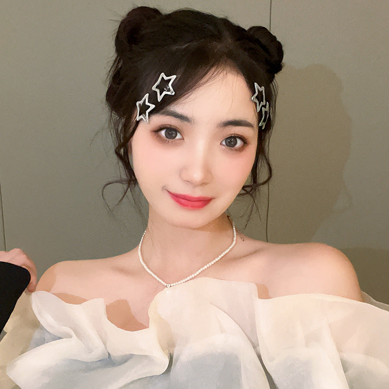 镶钻五角星蝴蝶结发夹小众芭比甜酷风鸭嘴夹轻奢甜美气质发饰批发