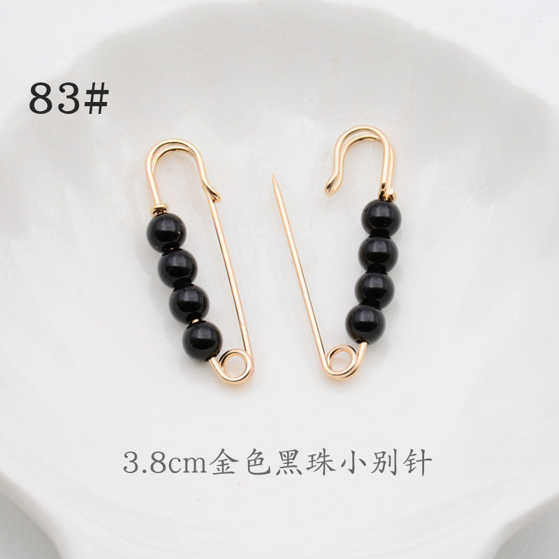 配饰胸针防走光珍珠胸针 女一字高档胸花别针蝴蝶插针丝巾扣 裙口收腰神器