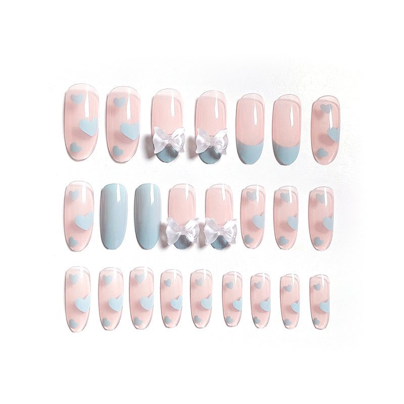 Fashion  nail Wear a Nail Stickers Nail Patch Fake Nails Detachable Bow round Head Nail Sticker X26