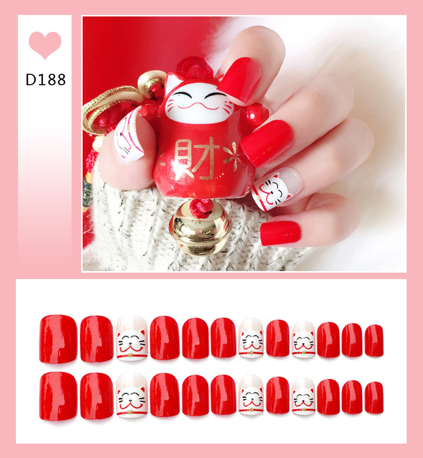 Fashion  nail Wear Finished Nail Beauty Popular Short Fake Nail Patch 24 Pieces Boxed Finished Patch in Stock Collection
