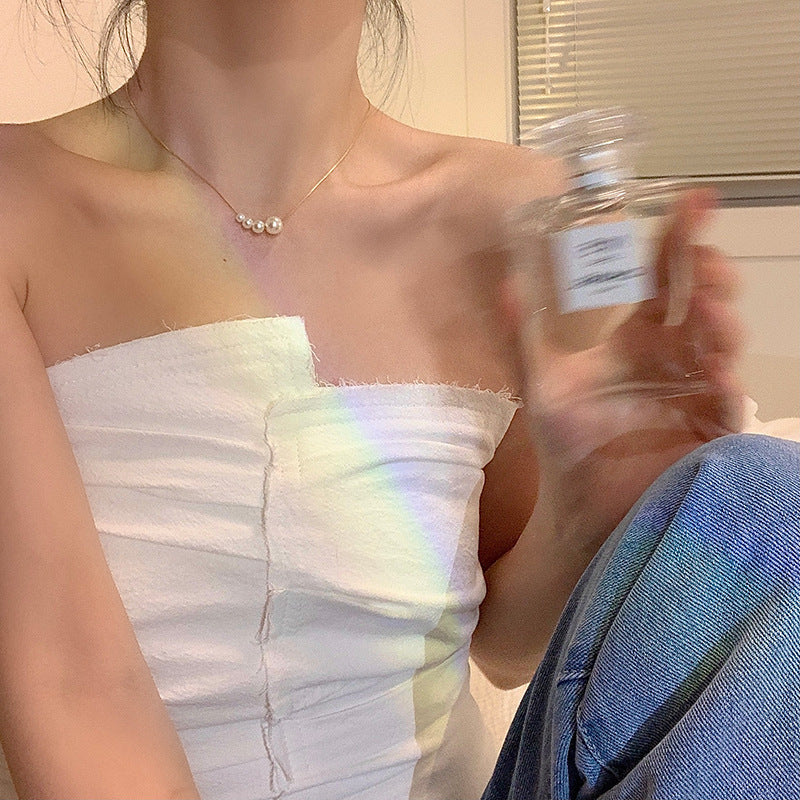 气质高级感珍珠项链女 小众设计轻奢锁骨链爱心吊坠百搭项饰批发