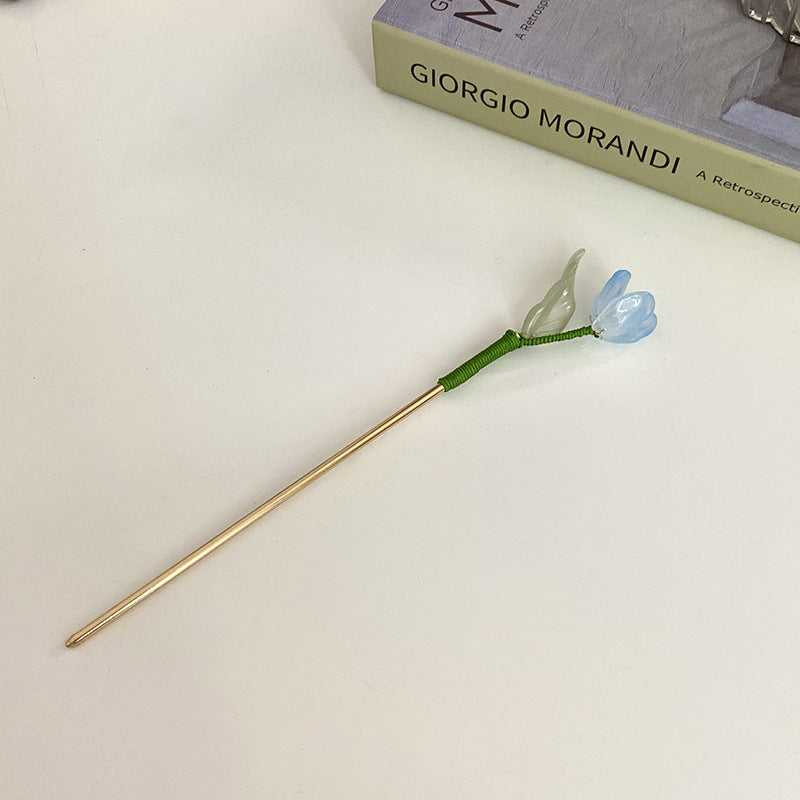 头饰发簪国潮花朵流苏发簪新中式步摇小清新发钗古风旗袍汉服百搭发饰批发