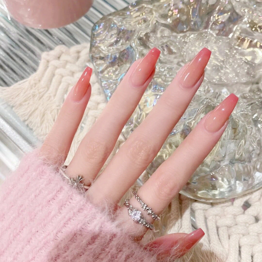 Fashion  nail Wearable Nail Sticker Gradient Wear Nail a Piece Nail Shaped Piece Removable Nail Patch Finished Product Y18