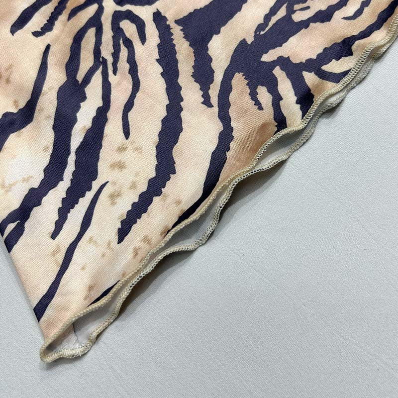 Fashion women's wear Cross Border Foreign Trade Women's Clothing 2024 Autumn New Tiger Pattern Ring Wooden Ear Navel-Exposed Dress Suit