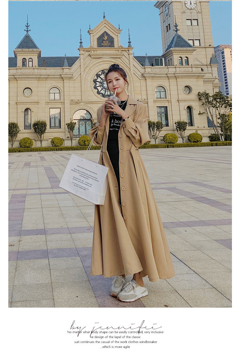 Fashion women's wear Real Shot Large Skirt Windbreaker Dress Women's Mid-Length 2024 Autumn and Winter Clothing New Waist Trimming Fashion Fashion Coat