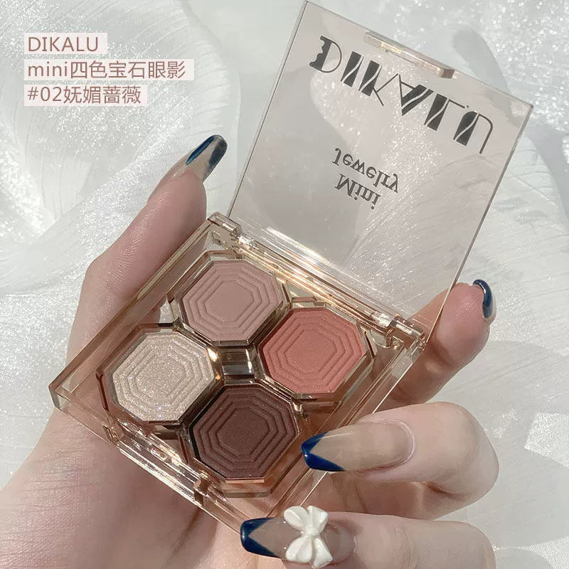 DIKALU璀璨宝石四色眼影盘珠光哑光不易脱妆学生日常彩妆平价眼影盘
