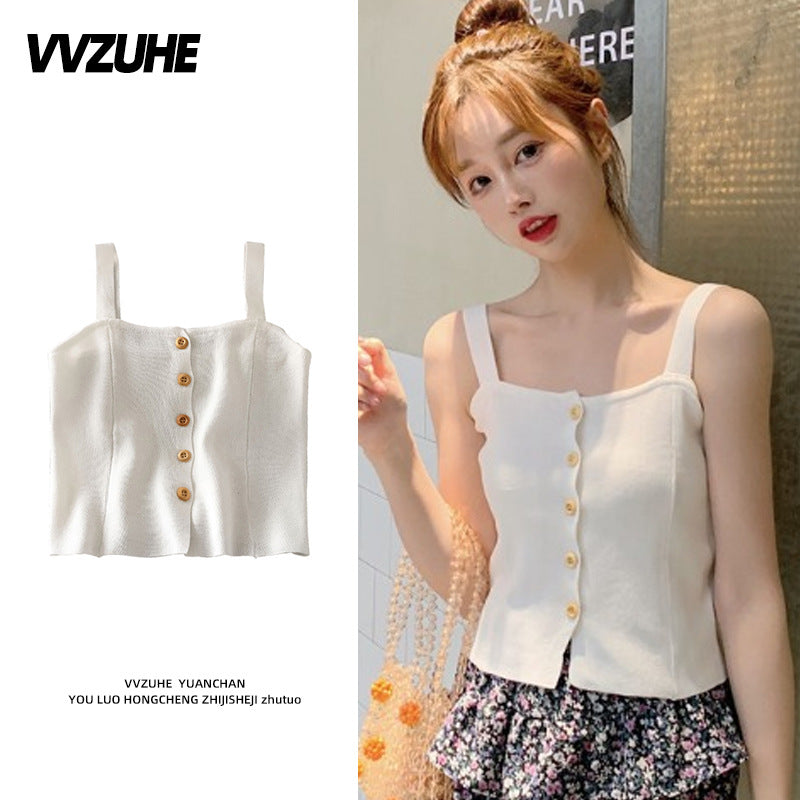 Dopamine tops Free shipping Tattoo Pink Dopamine Wear Seaside Small Suspender Female Sexy Neck Wear Vest Sweet Spicy Thai Top Spice Girl Summer