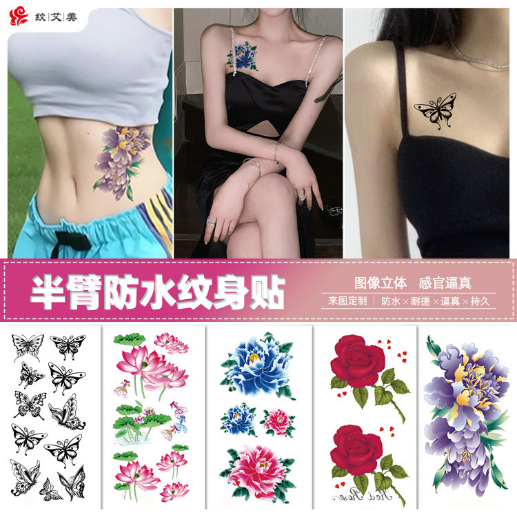 Free shipping Tattoo Factory Wholesale Tattoo Sticker Tattoo Men's and Women's Flower Butterfly Color Waterproof Tattoo Sticker Internet Celebrity Tattoo Sticker Paper