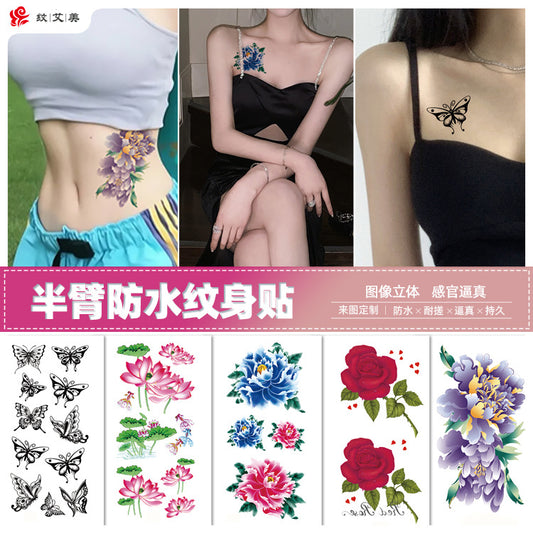 Free shipping Tattoo Factory Wholesale Tattoo Sticker Tattoo Men's and Women's Flower Butterfly Color Waterproof Tattoo Sticker Internet Celebrity Tattoo Sticker Paper