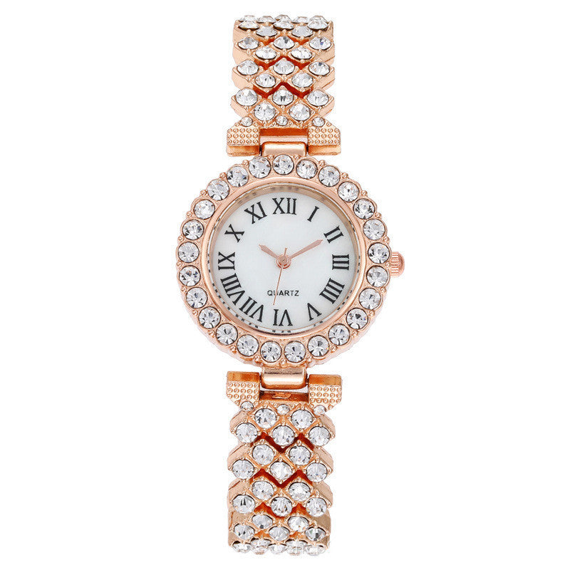 Fashion women's watchForeign Trade Popular Style Fashion Roman Pattern Diamond Women's Watch Women's Watch Quartz Watch Bracelet Women's Wrist Watch Factory in Stock