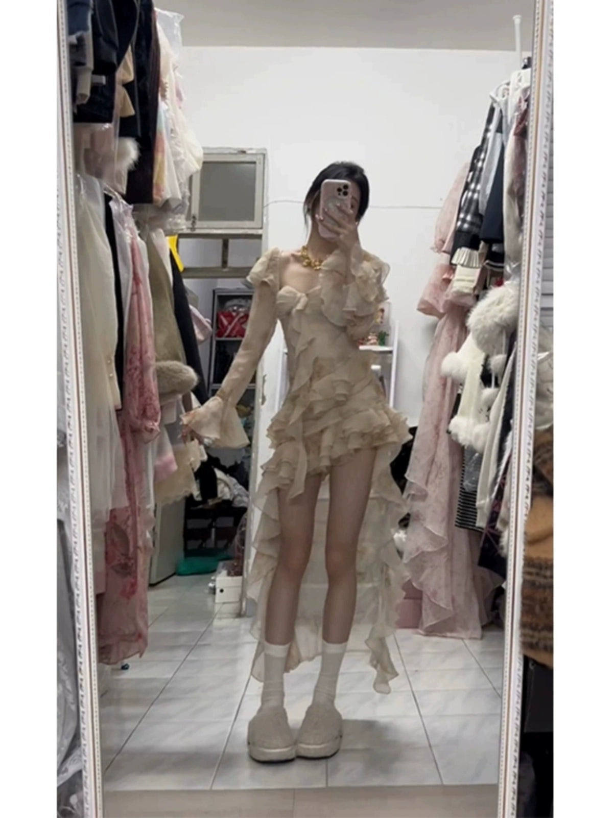 Fashion women's wear Summer Wear Beautiful Ruffled Dress Irregular Skirt Women's Clothing 2024 Spring New High-Grade Long Dress Spring and Summer