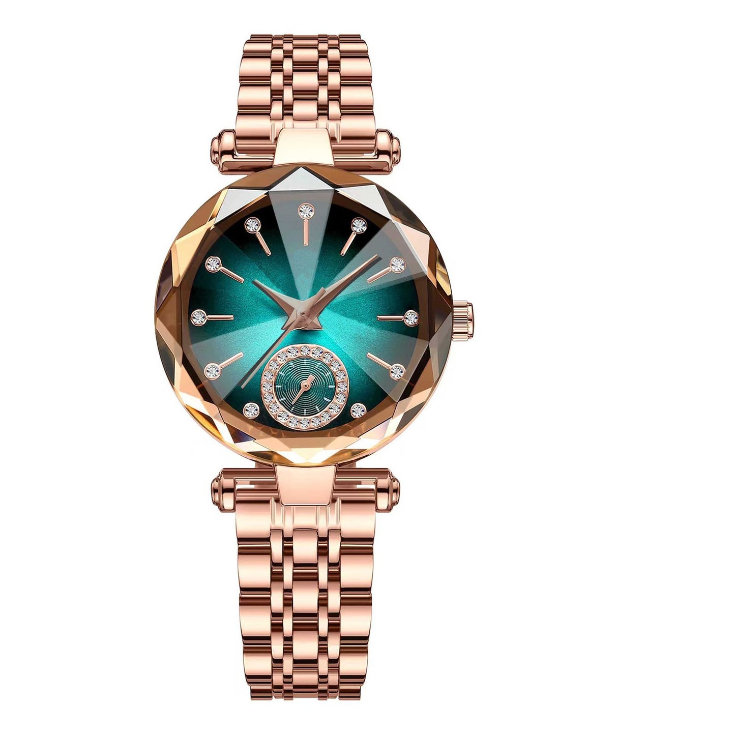 Fashion women's watchTiktok Gift Popular Small Green Watch Belt Fashion Waterproof Women's Light Luxury Quartz Watch Simple Steel Belt Women's Watch