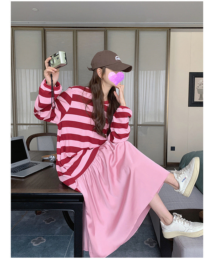Dopamine dress Free shipping Tattoo Dopamine wears a sweater dress for women's spring and autumn 2024 new milk sweet girl loose lazy wind fishtail dress