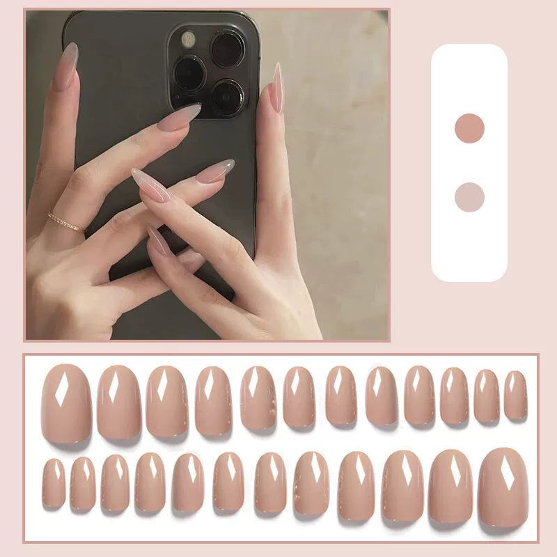 (Hand-made nail) French nail armor long black small fragrance simple white high-grade sense nail piece bride pregnant woman finished product.