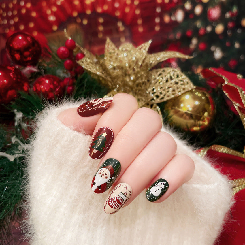 Fashion  nail New Christmas Fake Nails Christmas Gift Wear Nail Polish Piece Wearable Nail Patch Nail Art Wholesale P170