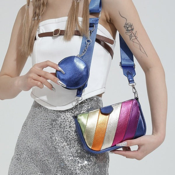Dopamine Bag Free shipping Tattoo Cross-border dopamine contrasting color messenger bag women's 2024 summer new fashionable color shoulder bag casual versatile small square bag