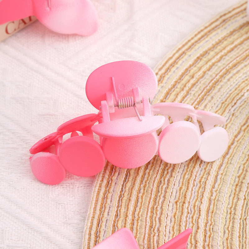 Gradually Varied Pink 8-Piece Set Barrettes Women's Classic Style Shark Clip Accessories Large Hair Volume