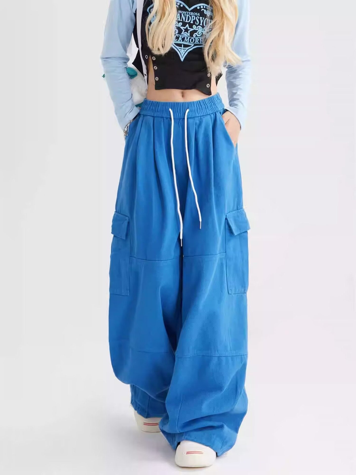 Dopamine pants Free shipping Tattoo 2024 new dopamine thin casual pants niche simple loose straight tied feet hip hop color overalls tide