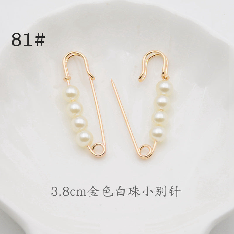 配饰胸针防走光珍珠胸针 女一字高档胸花别针蝴蝶插针丝巾扣 裙口收腰神器