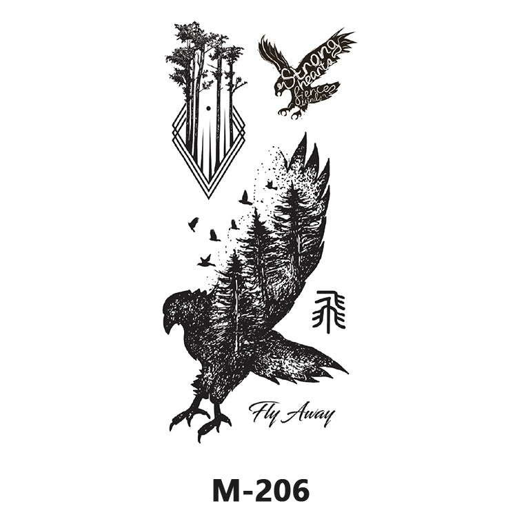 Free shipping Tattoo Cross-Border Direct Factory Wholesale Dark Series Tattoo Sticker Female Waterproof and Durable European and American Animal Color Black and White Flower Arm