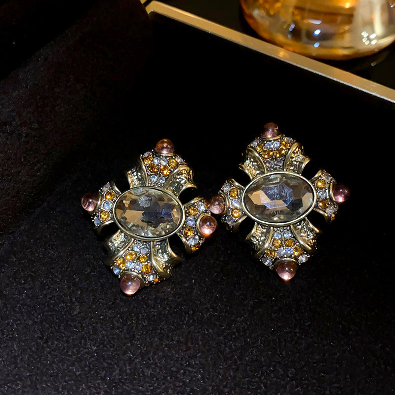 银针中古珍珠流苏耳环夸张复古宫廷风耳钉小众高级感气质耳饰批发