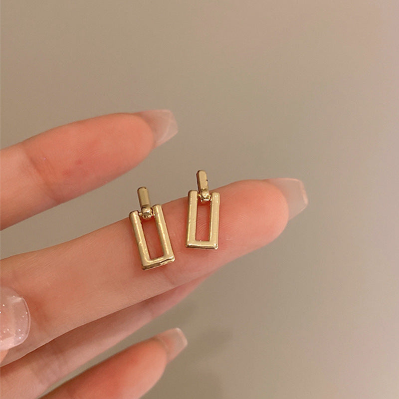 珠宝耳饰 925银针几何耳钉小众设计感耳环金色圈圈中古网红高级感耳饰批发