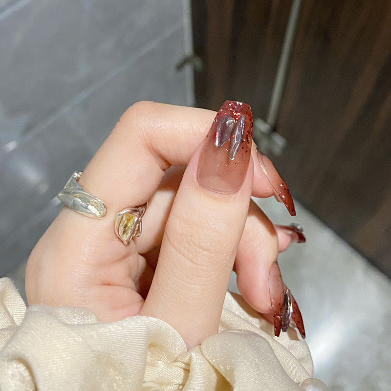 碎钻琉璃穿戴甲渐变美甲贴片可拆指甲贴片假指甲穿戴美甲成品甲片