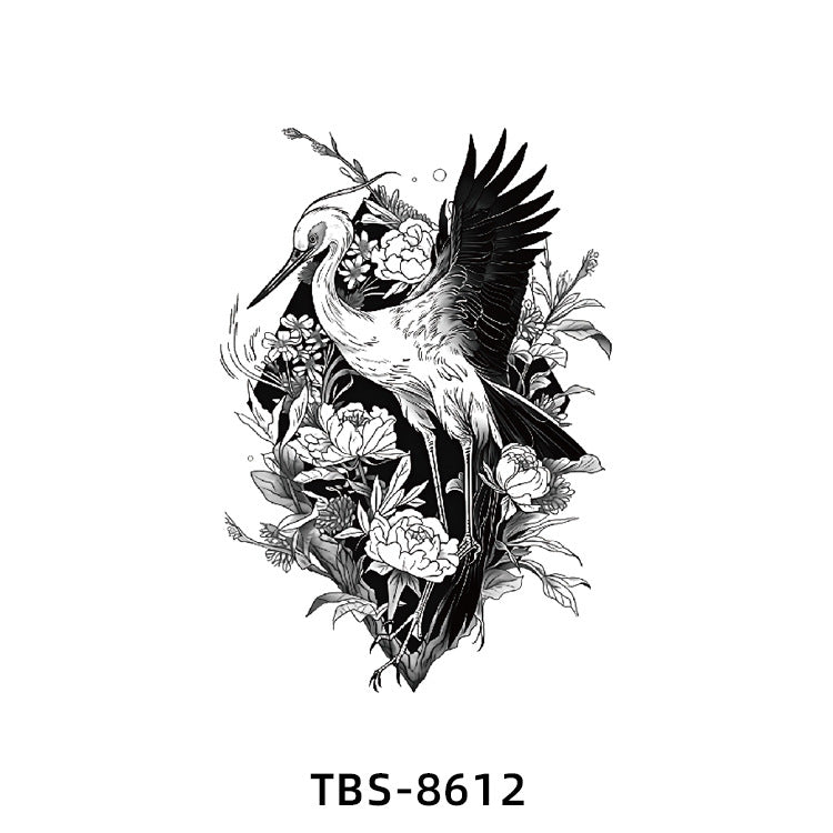Free shipping Tattoo New Wholesale Small Flower Arm Waterproof Tattoo Sticker Half Sleeve Arm Back Color Animal Skull European and American Tattoo Sticker Paper