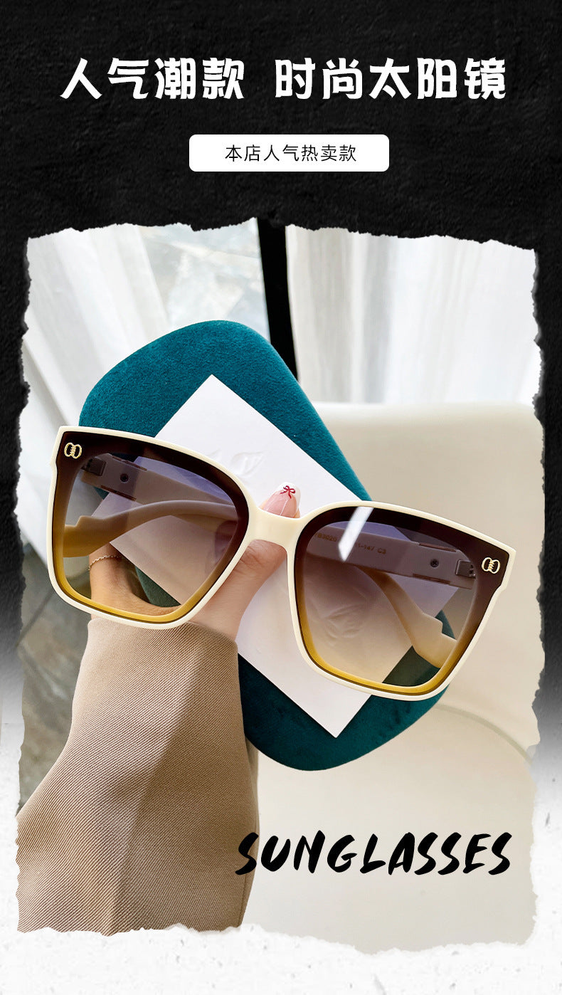 2024 New Light Luxury Small Fragrance Style Women's Large Frame Sunglasses Small Red Book Fashion Trend Travel Driving Street Photo Sunglasses