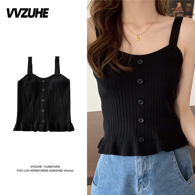 Dopamine tops Free shipping Tattoo Pink Dopamine Wear Seaside Small Suspender Female Sexy Neck Wear Vest Sweet Spicy Thai Top Spice Girl Summer