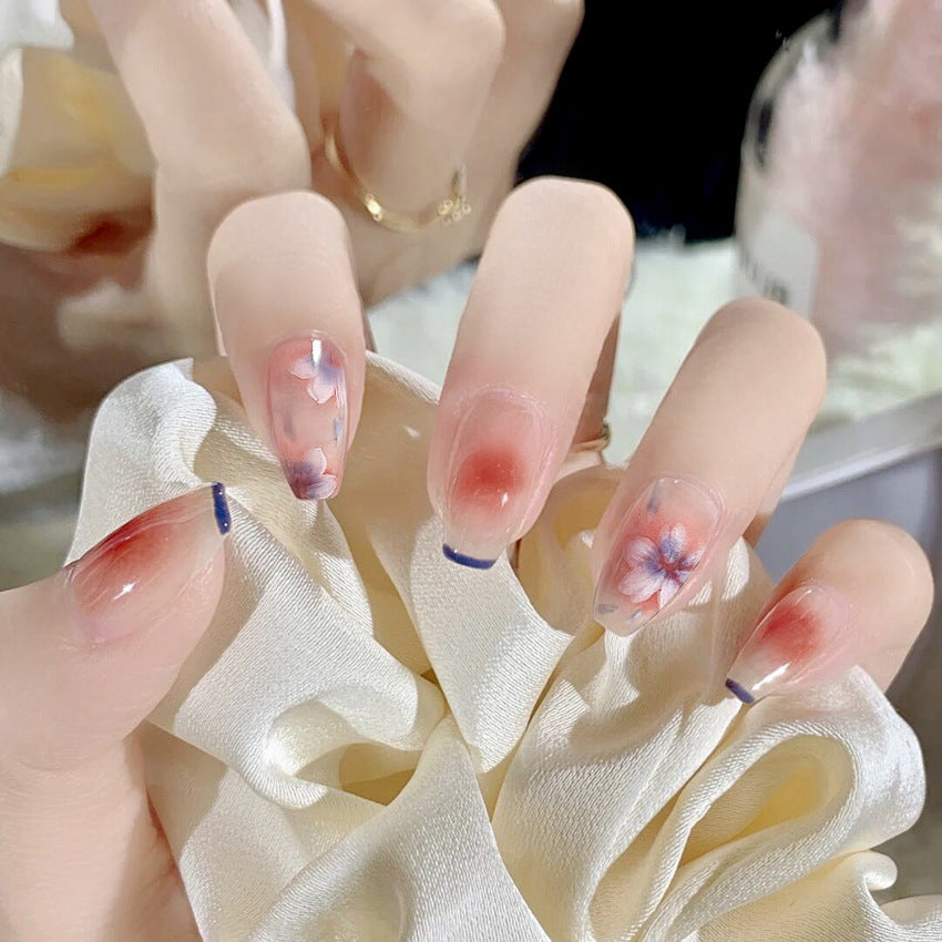 Fashion  nail Wearable Nail Sticker Flower Rendering Wearable Nail Sheet Nail Shaped Piece Removable Nail Patch Finished Product Y21