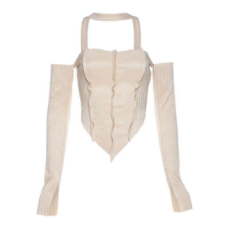 Free shipping  new women's clothing solid color slim-fitting navel fashion irregular neck small vest tops