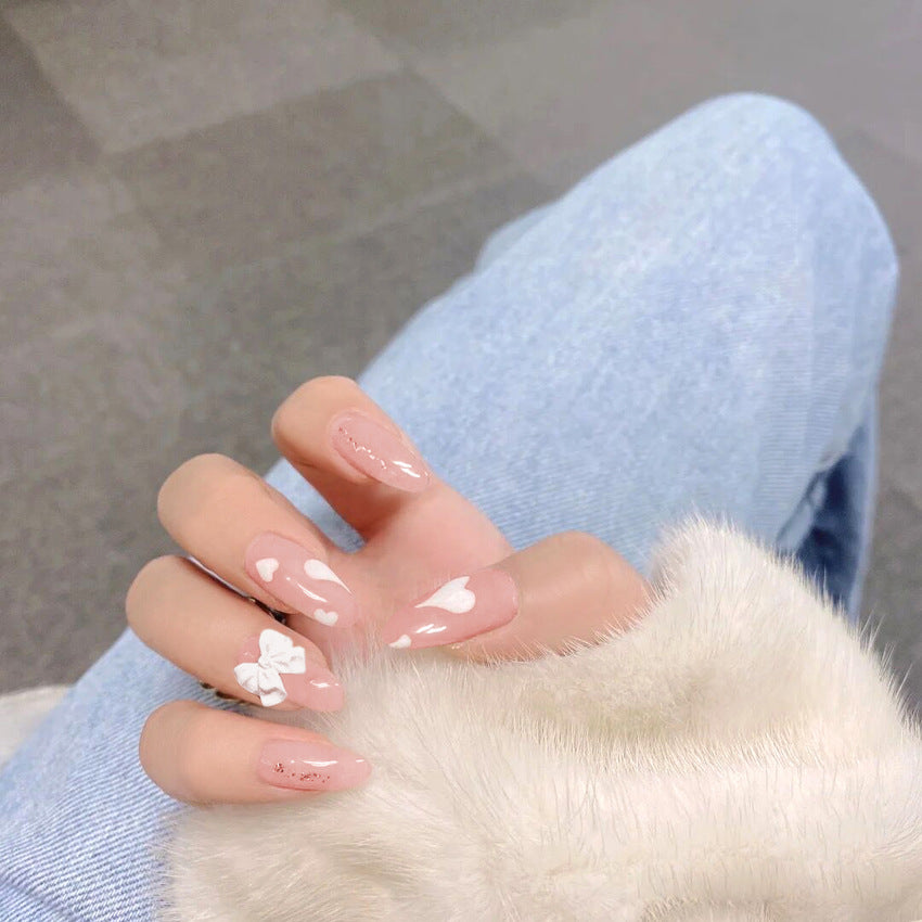 Fashion  nail Wear a Nail Stickers Nail Patch Fake Nails Detachable Bow Nail Tip Nail Sticker X18
