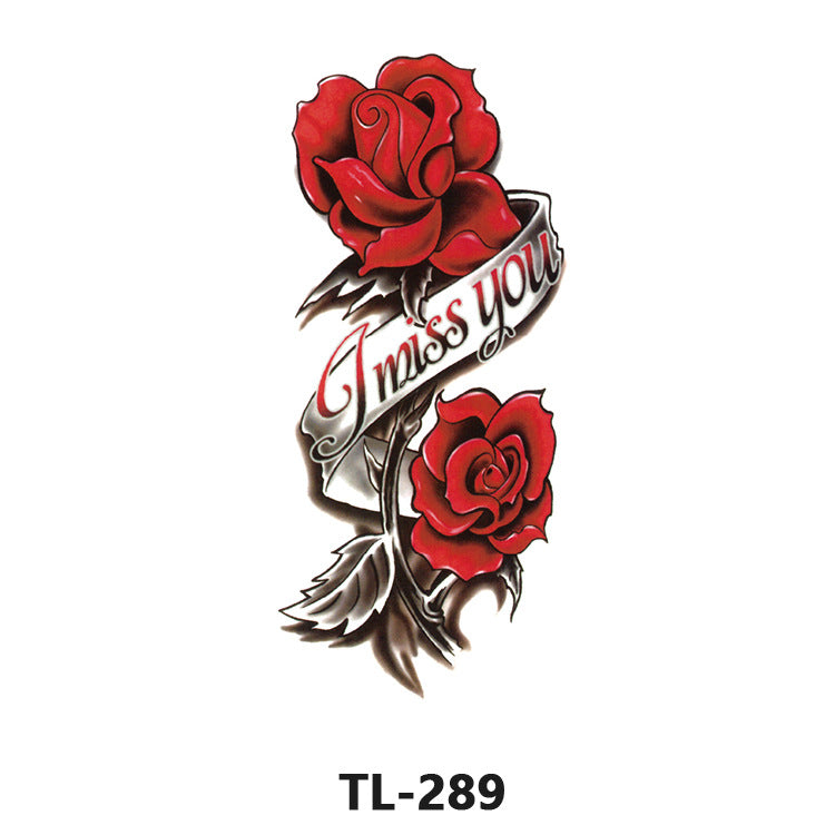 Free shipping Tattoo Factory Wholesale Tattoo Sticker Waterproof Women's Long-Lasting Rose Fresh Flowers Internet Celebrity Big Flower Colorful Plant Tattoo
