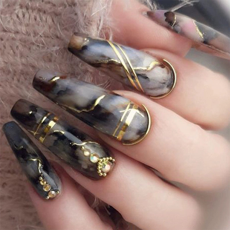 (Hand made nail) Kardashian, European and American Spicy Girl, Little Red Book, Dark Super Long, Internet Celebrity Cross border Nail Art, Detachable and Reusable Nail