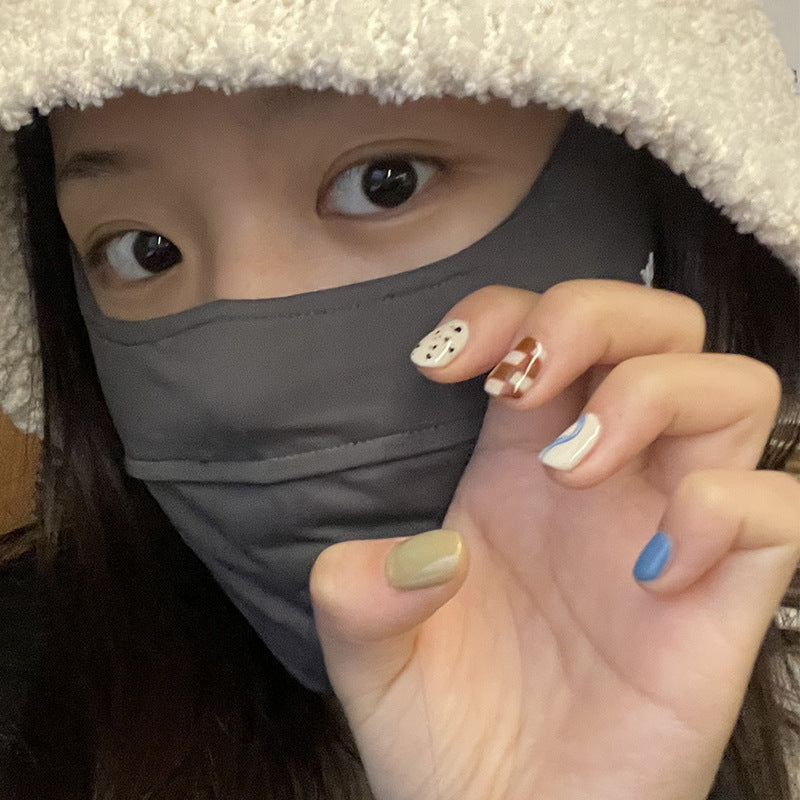 腮红晕染穿戴甲棋盘格菱格指甲贴片美甲贴片假指甲片穿戴美甲成品