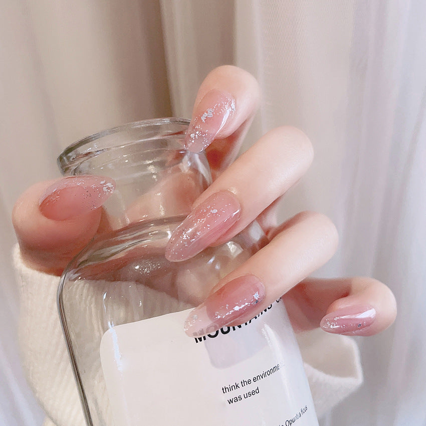 Fashion  nail Tina Manicure Long European and American Wear Nail Shimmering Powder Popular Fake Nail Tip Finished Product Nail Tip Nail Sequins S107