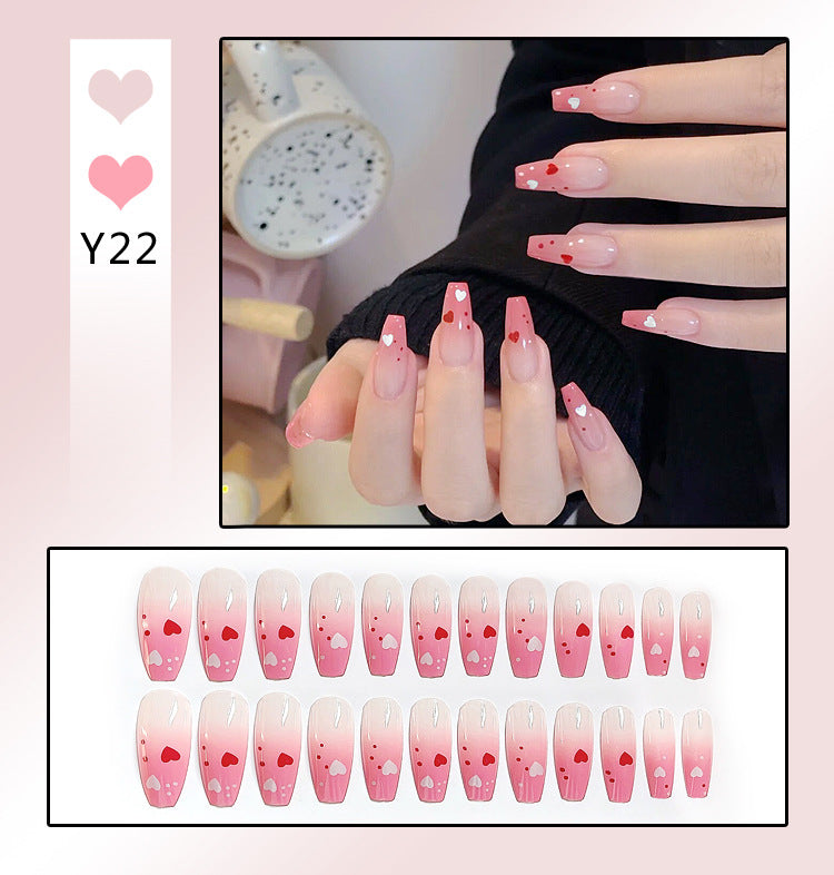 Fashion  nail Online Influencer Pop Fake Nails Wear Armor Finished Product Nail Tip Nail Stickers Removable Nail Patch Anti-24 Pieces