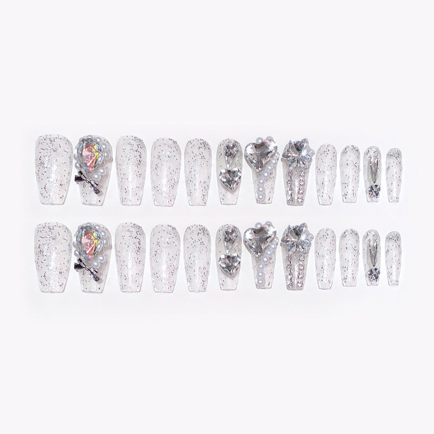 Fashion  nail Handmade Manicure Wear Nail Ins Advanced Pure Desire Wind Rhinestone Nail Patch Wear Nail Diamond Nail Stickers U9
