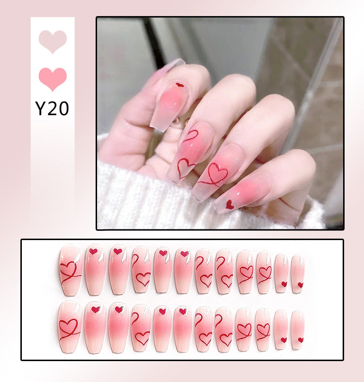 Fashion  nail Online Influencer Pop Fake Nails Wear Armor Finished Product Nail Tip Nail Stickers Removable Nail Patch Anti-24 Pieces