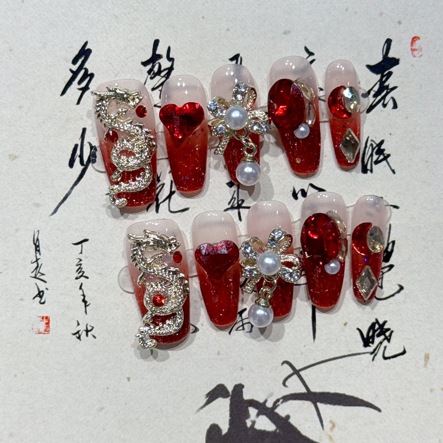 (Hand-Made Nail) Polo Wear Armor 2024 New Dragon Year Daji New Year New Year New Year Battle Armor Nail Patch