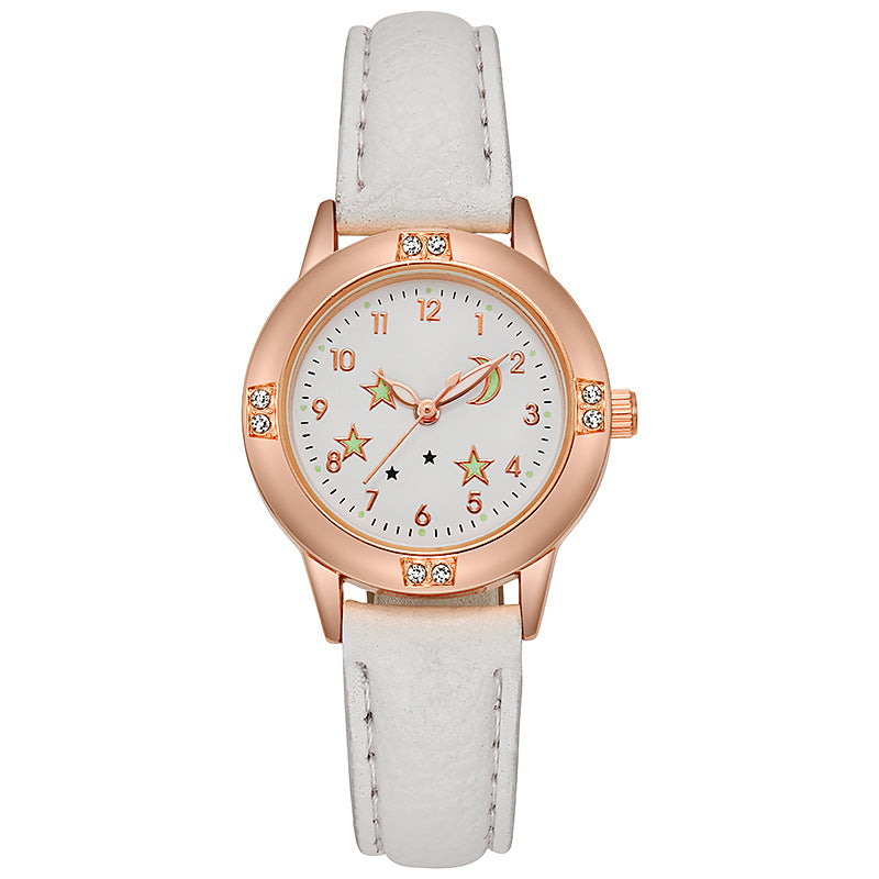Fashion women's watchLuminous Diamond Belt Women's Watch Alloy Rose Gold Middle School Student Quartz Watch Cross-Border Watch Wholesale