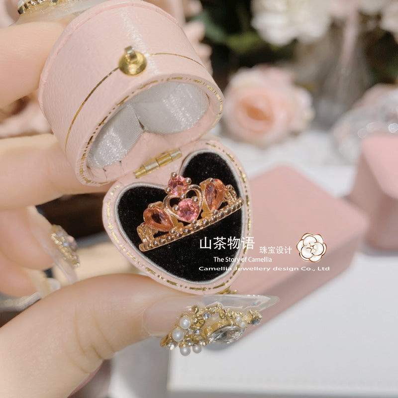CamelliaVersa复古彩宝仿红碧玺镀玫瑰金镶红刚玉戒指女 货源批发