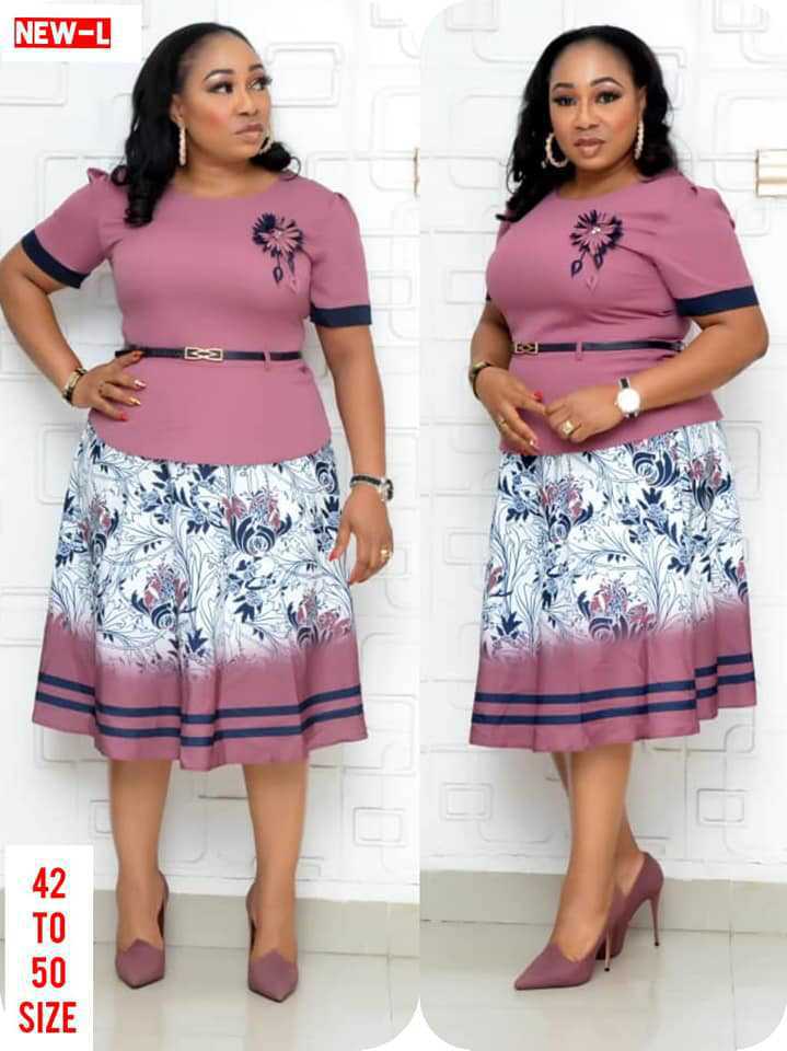 Fashion women's wear 2XL 6XL   plus Size Women's Clothing New round Neck Short Sleeve Wide Hem Printed Stitching Dress Jx024