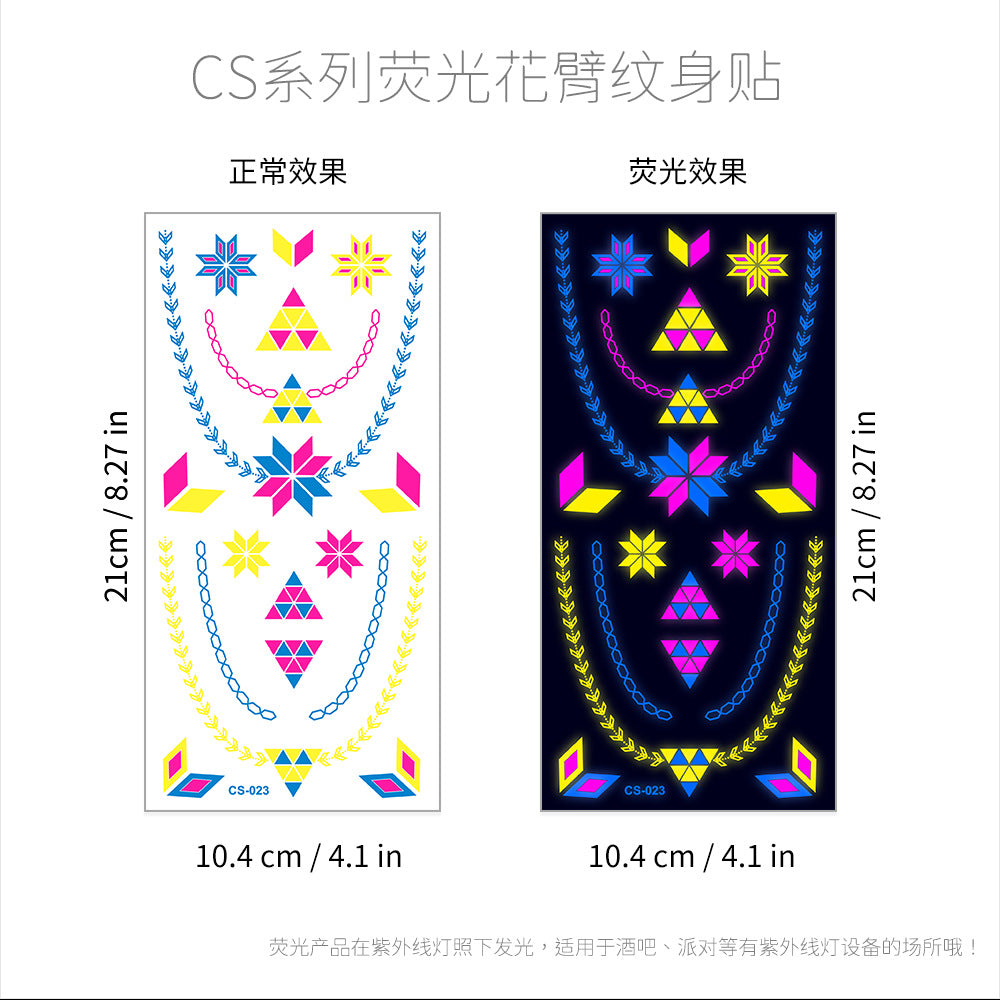 Free shipping Tattoo Hot Selling European and American Hot Creative Fluorescent Flower Arm Tattoo Sticker Face Pasters Waterproof Music Festival Arm Tattoo Sticker Paper in Stock