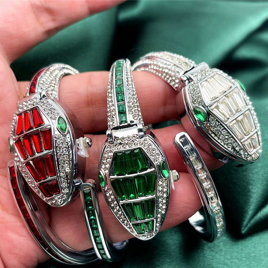 Fashion women's watch2023 New Product Best-Selling Diamond Snake Bangle Watch Snake Bracelet Quartz Open Watch Cross-Border E-Commerce Hot Sale